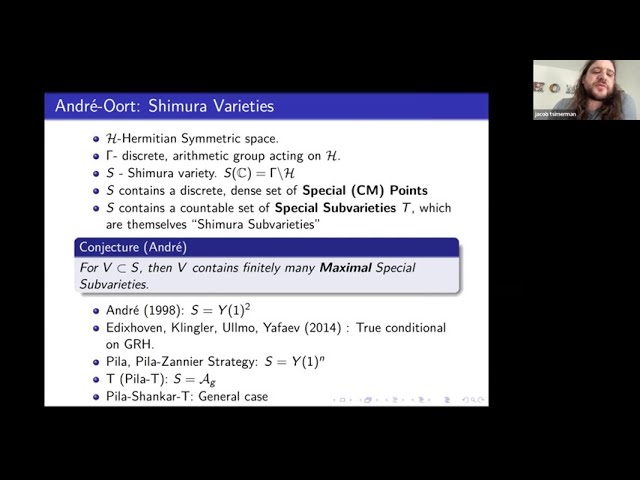 Jacob Tsimerman, Unlikely intersections and the André-Oort conjecture