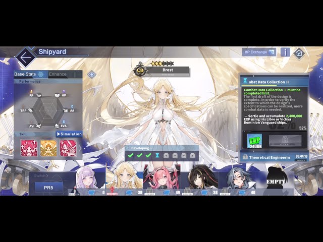 Azur Lane: FFNF Brest "Combat Data Collection II" EXP Farm 52% [PR5] AL & WoWs Collab (7/24/2022)