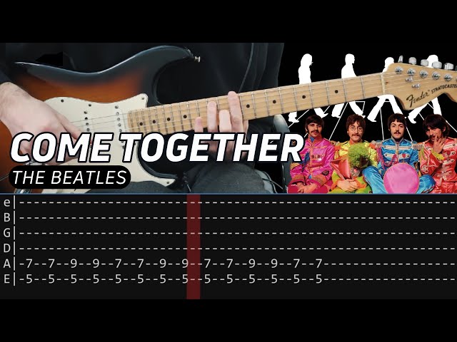 The Beatles - Come Together (Guitar lesson with TAB)