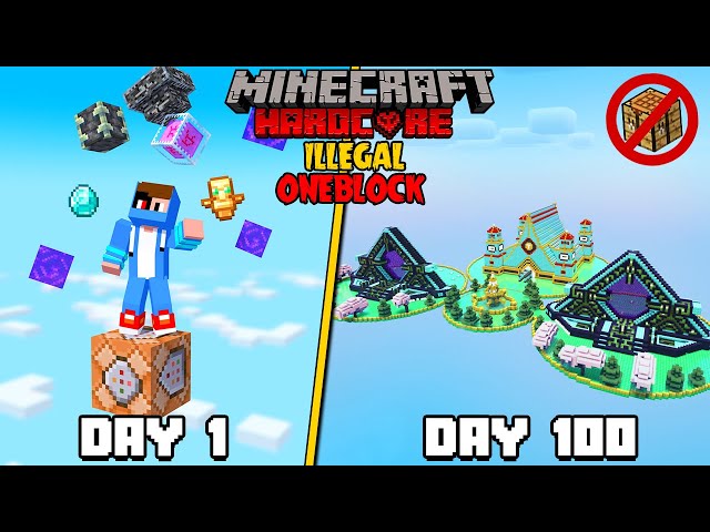 I Survived 100 Days On ILLEGAL OneBlock But No Crafting in Minecraft Hardcore