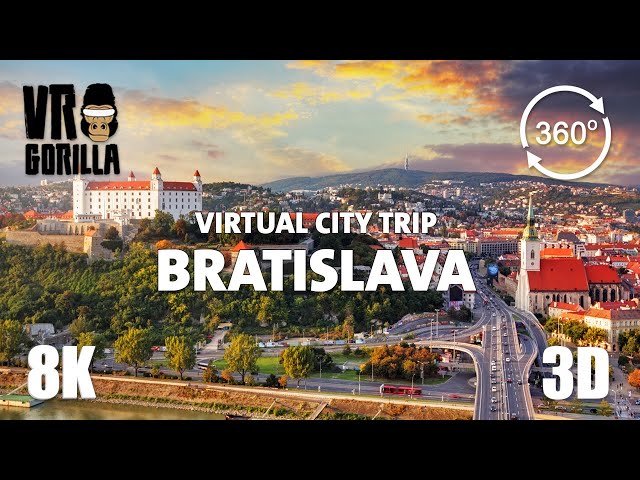 Bratislava, Slovensko Prehliadka so sprievodcom v 360 VR (krátke) - Virtuálny výlet do mesta - 8K stereoskopické 360 video