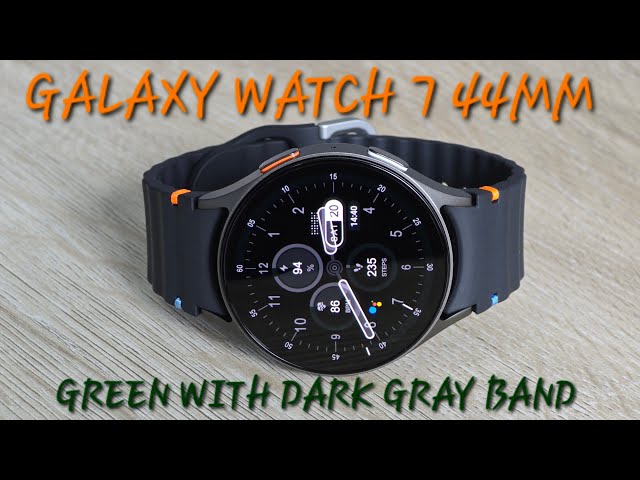 Samsung Galaxy Watch 7 44mm  green with dark gray band.