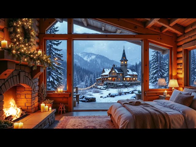 Relax on the Room with Soothing Piano Music and a Roaring Fire in Cozy Winter 🔥 Relaxing and Healing