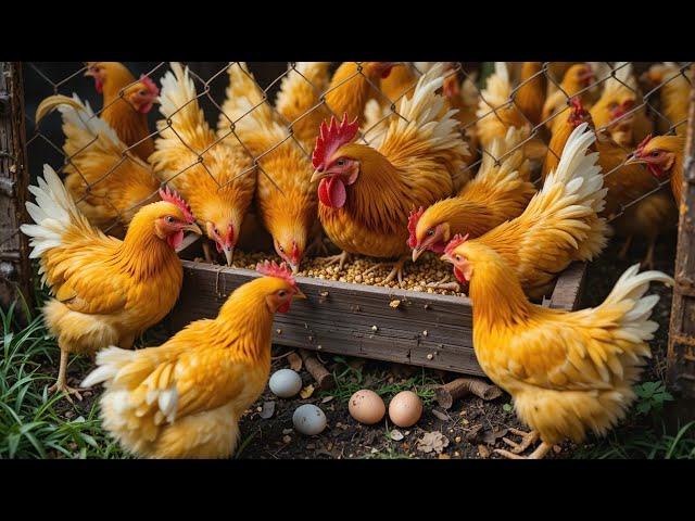 Relax with the sounds of the chickens as they chase each other for food | Family chicken farm.