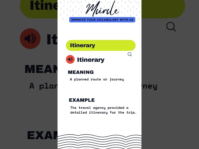 Meaning of Word  ITINERARY #shortvideo #english #learning