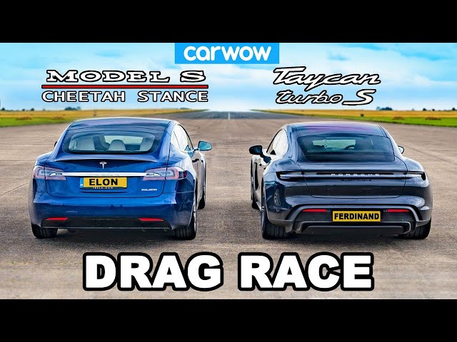 Tesla Model S Cheetah Stance vs Porsche Taycan Turbo S  DRAG RACE!