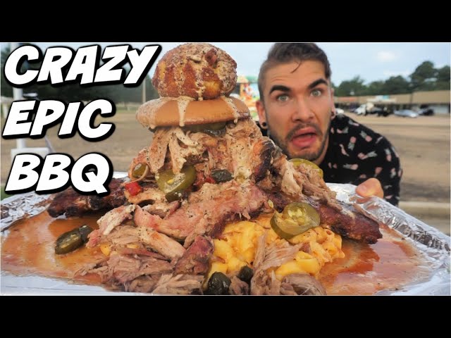 INSANE BBQ SANDWICH W/ FULL RACK OF RIBS | Authentic Southern BBQ | Man Vs Food