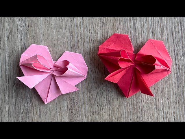 Valentine’s Day Special Craft | DIY Origami Heart with Bow | 3D Paper Heart