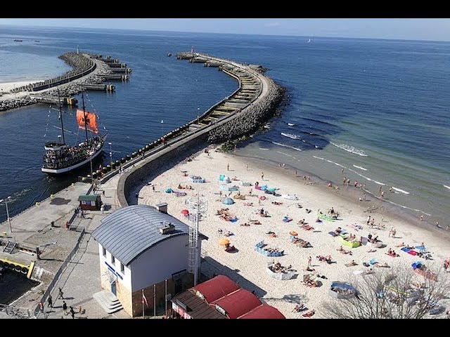 WALKING TOUR I Kolobrzeg Harbour Beach Poland I 360°VR