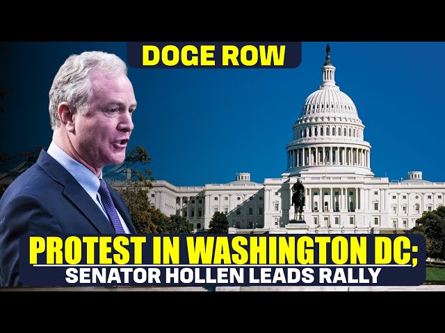 Protest over DOGE’s funding cuts|Senator Van Hollen leads a rally against cuts to NIH |Washington DC