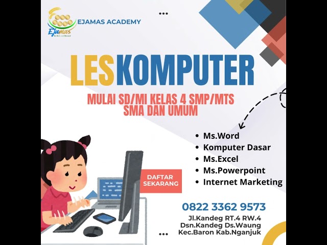 Hub. WA : 0822-3362-9573, Kursus Komputer Untuk Pemula Jogomerto Tanjunganom Nganjuk