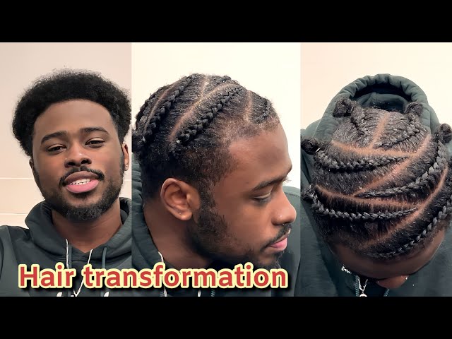 Men’s cornrow hairstyle.