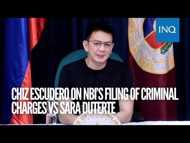 Chiz Escudero on NBI’s filing of criminal charges vs Sara Duterte