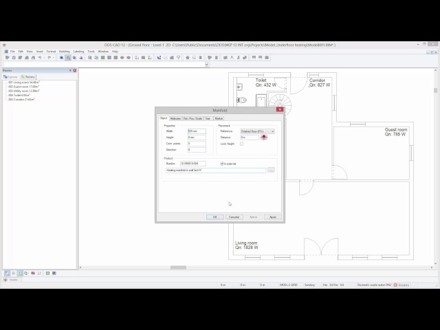 DDS-CAD Plumbing: Underfloor Heating Surfaces and Calculation EN1264