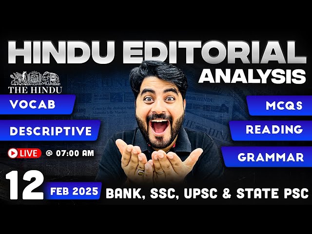 12 February 2025 | The Hindu Analysis | The Hindu Editorial | Editorial by Vishal sir | Bank | SSC