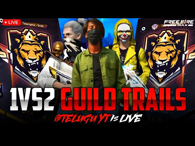 🔴TELUGU IS LIVE GUILD TEST 1vs2 UNLIMITED COSTUME FREE FIRE TELUGU PLAYER'S ROAD SUB 10k COME SOON 🔴