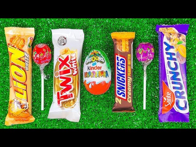 Satisfying video Asmr Lollipops candy and chocolate gummy candy unboxing video