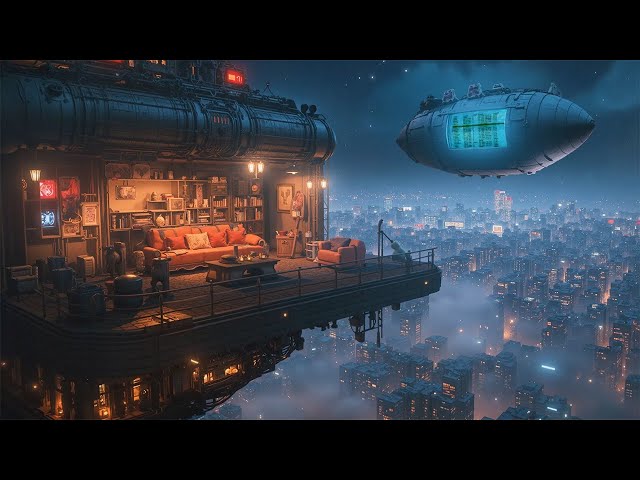 CyberPunk City Air From Above 🎶 Ambient Music 🌃 Cyberpunk City in a Skyrise