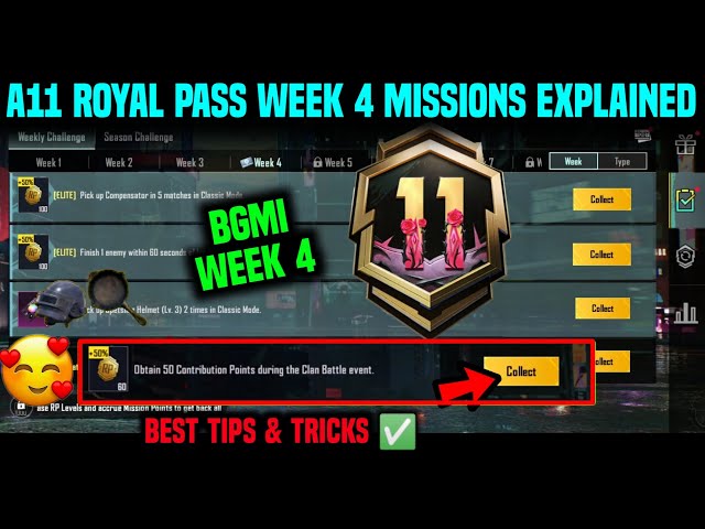 BGMI WEEK 4 MISSIONS / A11 WEEK 4 MISSION / WEEK 4 MISSION BGMI / A11 RP MISSION WEEK 4 EXPLAINED