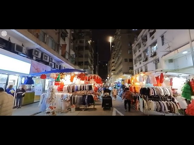 4K 360 VR 3D virtual night walk Jordan Hong Kong City Life Live Streets Justin-360 Market China tour