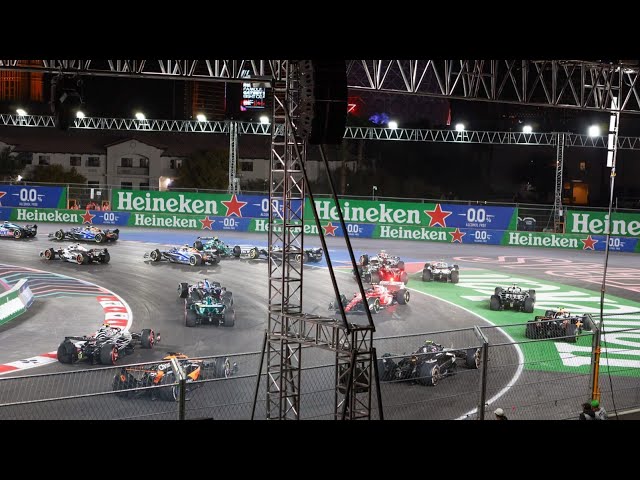 🟢 Las Vegas GP F1 Race Start and Huge Multiple Crash