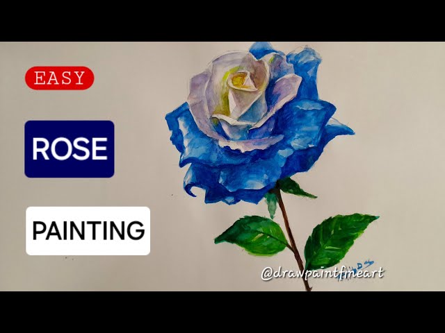 Amazing BLUE Rose Painting | Acrylic Painting Tutorial