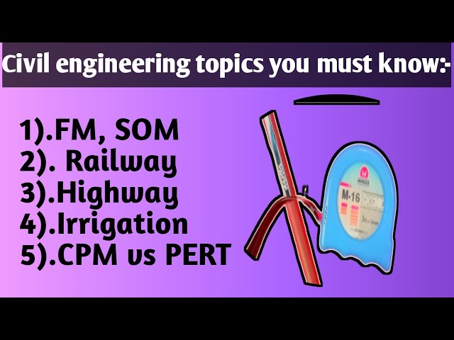 Civil engineering, fm, cpm, pert, irrigation, highway, som topics @CoreTopics1111