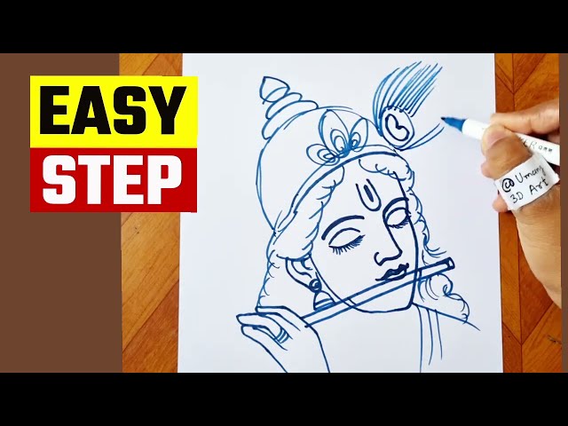 How to draw Lord Krishna Drawing step by step