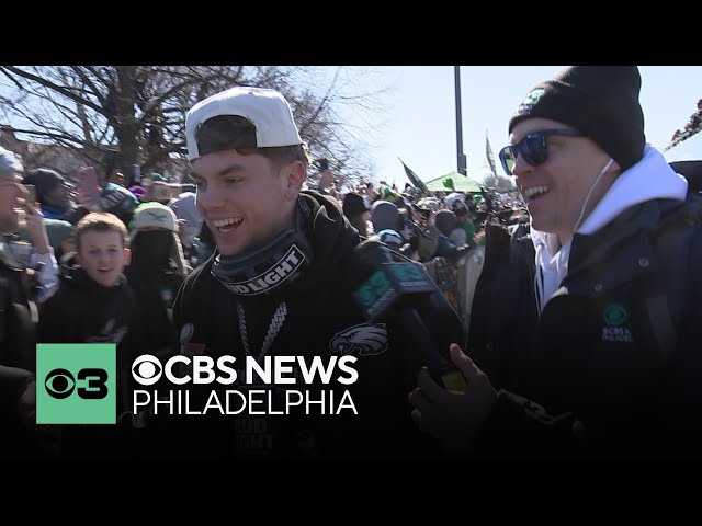 Keeping pace at the Eagles parade path from Broad Street to the Rocky Steps