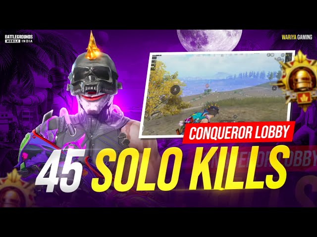 45 Solo Kills in Conqueror Lobby 💀 7000 Damage 🤯 | BGMI ❤️