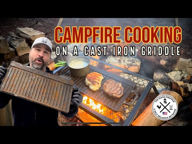 Restoring An Old Camp Griddle - Awesome Overnight Cookout At The Campsite! Campfire Cooking!