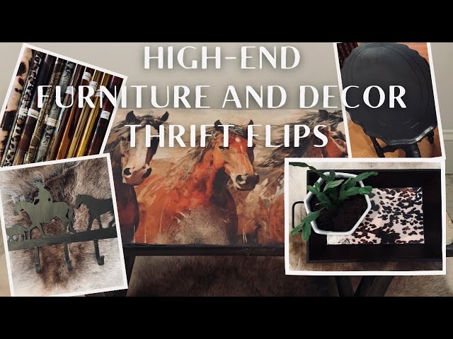 Four Upscale Furniture and Decor Thrift Flips-Ranch-Style-Western-Horse-Cowhide-Cowboy