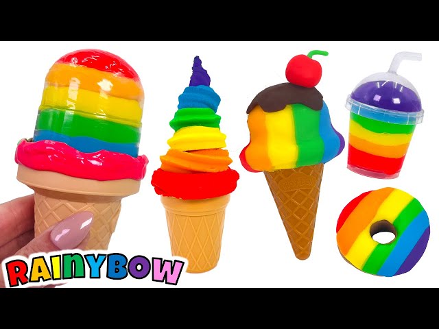 Creating Rainbow Ice Creams with Play Doh