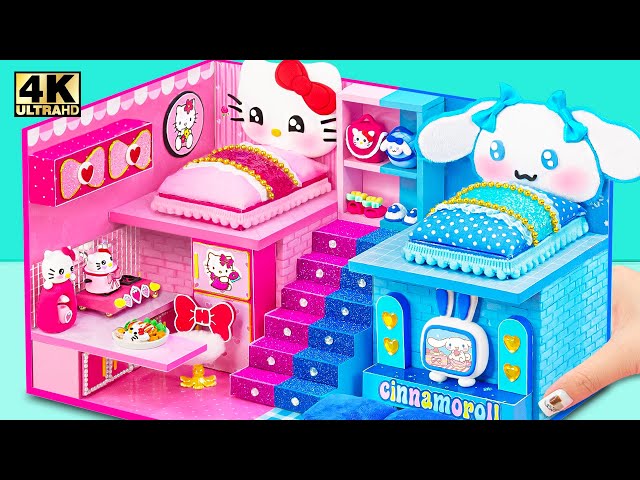 Make Hello Kitty House with Two Bedroom, Blue Room for Cinnamoroll from Clay | DIY Miniature House