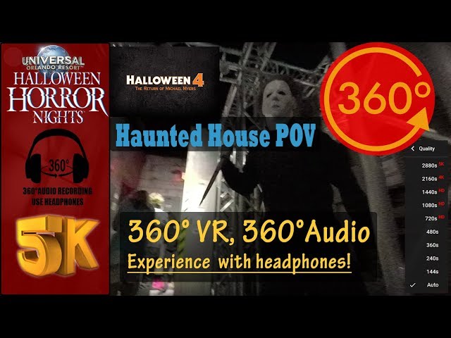 Halloween 4 Haunted House - HHN2018, Universal Studios Orlando  [5K 360° | 360° Audio]