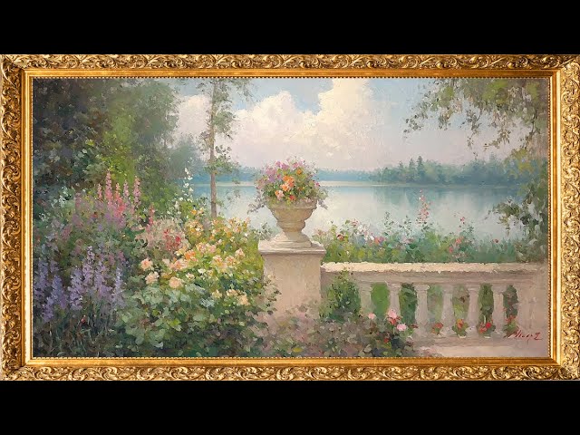 Vintage TV Art: Lovely View from the Patio | Gold Framed TV Art | 4K Art Screensaver | 2 Hours