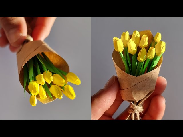 Miniature Paper Tulip Tutorial |  DIY Flower Bouquet |  Handmade Gift