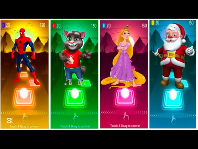 Tiles_hop santaclouse 🆚 rapunzel 🆚 talkingtom 🆚 spiderman