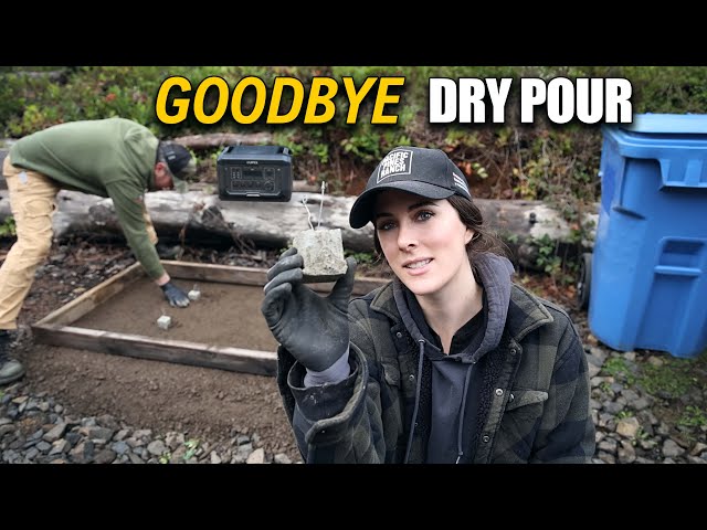 DIY OFF GRID CONCRETE SLAB using the OUPES MEGA 2 POWER STATION #concrete #diy #offgrid