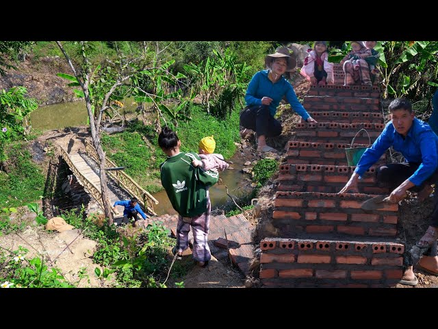 Completed Stairs Down to Stream, Planted Roses Around House | Family Farm