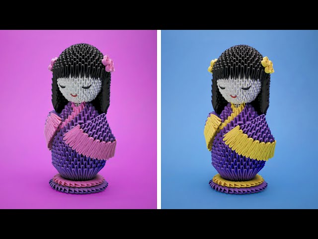 How to Make a Gorgeous 3D Origami Japanese Doll Step by Step!