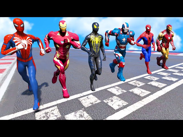 TEAM IRONMAN VS TEAM SPIDER-MAN | Running Challenge #4 (Funny Contest) - GTA V Mods