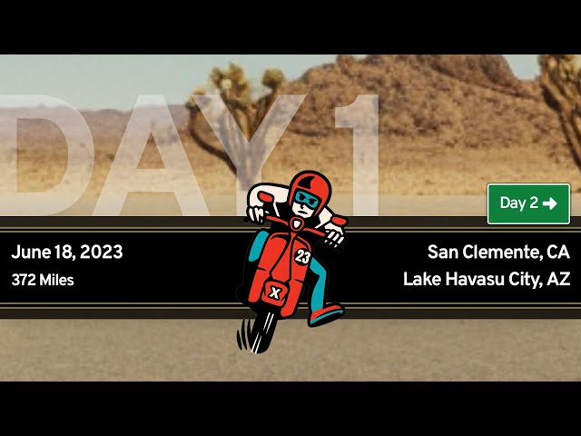 SCOOTER CANNONBALL. DAY 1 of 8. San Clemente (CA) - Lake Havasu (AZ)