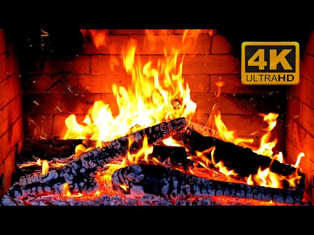 🔥 Cozy Fireplace 4K (12 HOURS). Fireplace with Crackling Fire Sounds. Fireplace Ambience