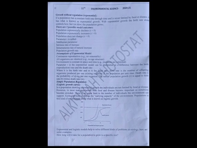 Class 11 JKBOSE Environmental Science | Chapter 4: Population Ecology Notes | Full &Easy Explanation