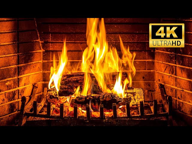 Warm Hearth Relaxation: 10-Hour Fireplace Ambience in 4K with Burning Logs and Crackling Fire 🔥