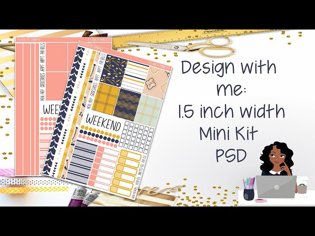 Design with me: 1.5 inch Width Mini Planner Sticker Kit template PSD File for Cricut-Silhouette