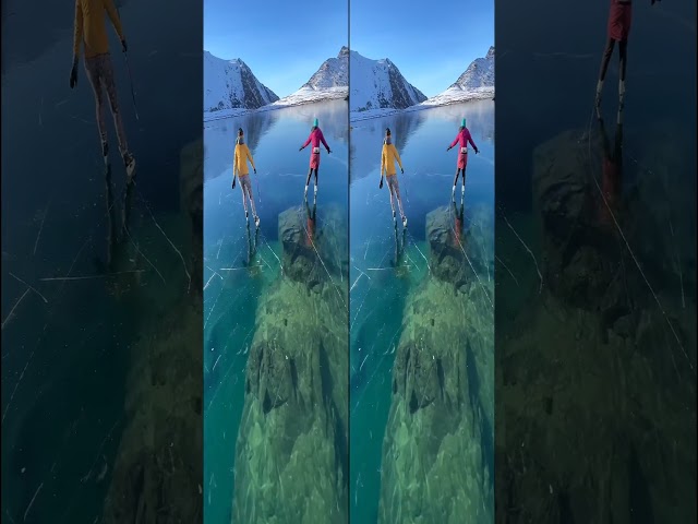 Rabbit Lake see through ice skating, Alaska VR 3D stereoscopic version