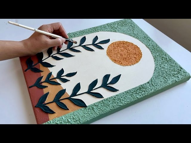 BohoTextured Art Tutorial | Easy Acrylic Canvas Painting | Minimal Painting Home decor