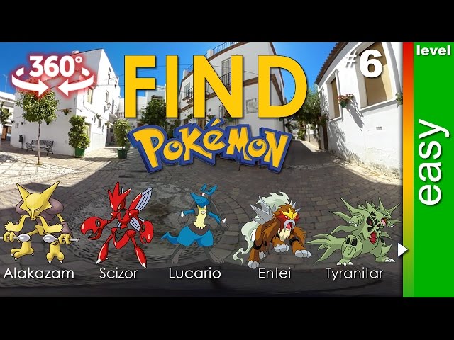 Find Alakazam, Scizor, Lucario, Entei, Tyranitar (easy) - VR 360 degree. Game 6